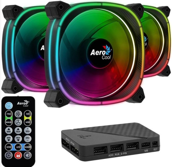 Вентилятор Aerocool Eclipse 12 Pro (3x120мм, 19.8dB, 1000rpm, 6 pin, подсветка+ контроллер) RTL (4718009158139)