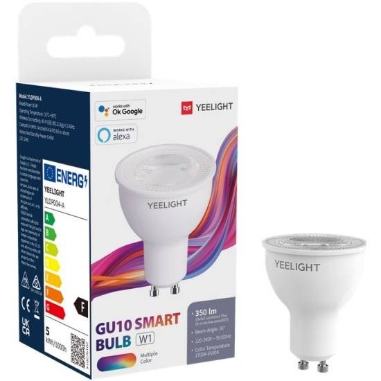 Yeelight YLDP004 Умная светодиодная лампа GU10 Smart bulb W1 (Dimmable), Wi-Fi, 4.5Вт, 350лм, 2700K, 6500K, 220-240В