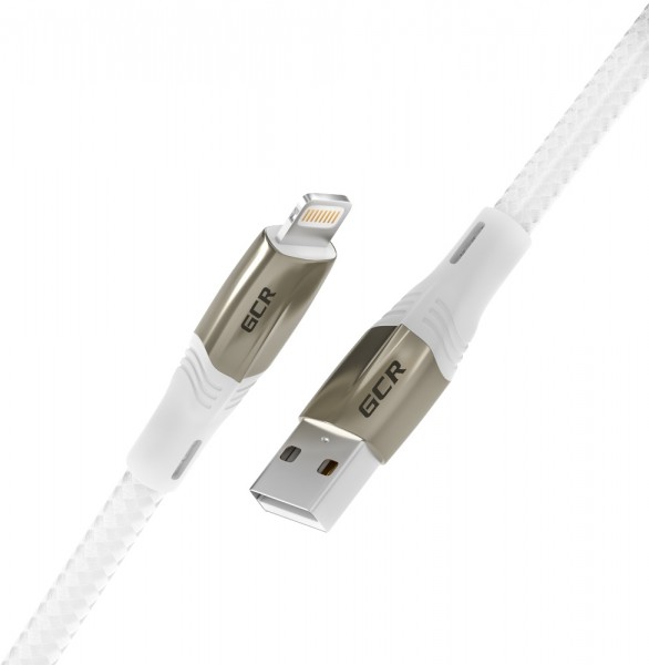 GCR Кабель 1.7m для iPod, iPhone, iPad series MERCEDES, WHITE NYLON, MFI, GCR-52578 Greenconnect USB 2.0 Type-AM - Lightning (m) 1.7м
