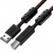 GCR Кабель PROF 0.75m USB 2.0, AM/BM, черно-прозрачный, ферритовые кольца, 28/24 AWG, экран, армированный, морозостойкий, GCR-51284 Greenconnect GCR-51284