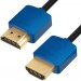 Greenconnect Кабель SLIM 1.0m HDMI 2.0, синие коннекторы Slim, OD3.8mm, HDR 4:2:2, Ultra HD, 4K 60 fps 60Hz, 3D, AUDIO, 18.0 Гбит/с , 32/32 AWG, GCR-51587 Greenconnect HDMI (m) - HDMI (m) 1м