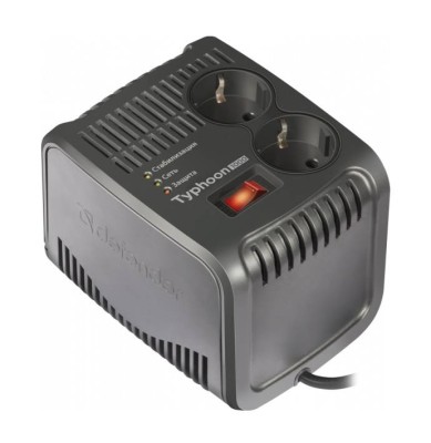 Defender Стабилизатор напряжения AVR Typhoon 1000 320 Вт, 2 розетки, чёрный.