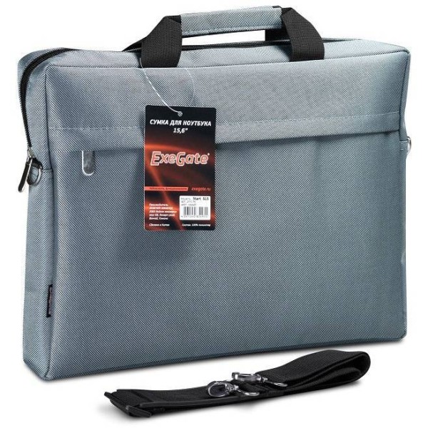 Сумка ExeGate Start S15 Grey, серая, полиэстер, для ноутбуков до 15.6"