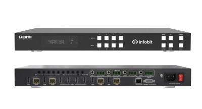 Матричный коммутатор HDMI 4K60 Infobit [iMatrix H44H150], 4x4, 3840x2160/60 Гц; HDBaseT выходы до 150 м (приемники в комплекте)
