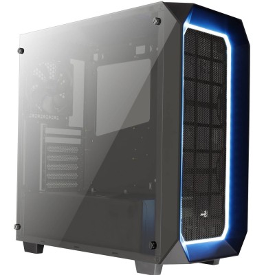 Корпус AeroCool P7-C0 (2xUSB, 2xAudio, 120 мм FAN, RGB подсветка, прозрачная стенка-закаленное стекло, Card-reader, ATX,