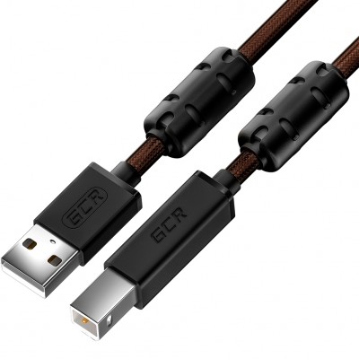 GCR Кабель PROF 1.5m USB 2.0, AM/BM, черно-прозрачный, ферритовые кольца, 28/24 AWG, экран, армированный, морозостойкий, GCR-52414 Greenconnect GCR-52414