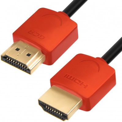 Greenconnect Кабель SLIM 0.5m HDMI 2.0, красные коннекторы Slim, OD3.8mm, HDR 4:2:2, Ultra HD, 4K 60 fps 60Hz, 3D, AUDIO, 18.0 Гбит/с, 32/32 AWG, GCR-51212 Greenconnect HDMI (m) - HDMI (m) 0.5м