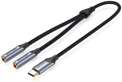 Переходник-разветвитель Vention гибкий USB-C M/Jack 3.5 mm F x 2 - 0.3м Vention BGNHY