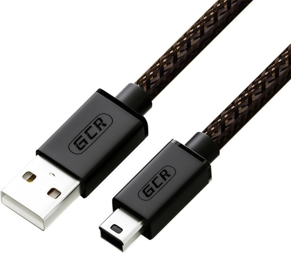 GCR Кабель PROF 1.5m USB 2.0, AM/mini 5P, черно-прозрачный, ферритовое кольцо, 28/24 AWG, экран, армированный, морозостойкий, GCR-51200 GreenConnect GCR-51200