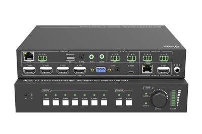Презентационный коммутатор Infobit [iSwitch 602] 4K60 6X2 с выходами HDMI и HDBaseT