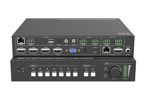 Презентационный коммутатор Infobit [iSwitch 602] 4K60 6X2 с выходами HDMI и HDBaseT