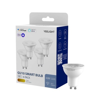 Yeelight YLDP004 Умная светодиодная лампа GU10 Smart bulb W1 (Dimmable) (4-pack), Wi-Fi, 4.5Вт, 350лм, 2700K, 6500K