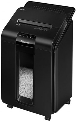 Шредер Fellowes® AutoMax® 100M, минирезка DIN P-4, 4х10 мм, автоподача 100 лст., 23 лтр., автореверc, шт Fellowes AutoMax 100M