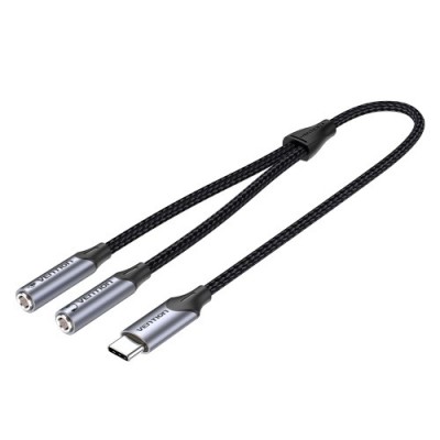Переходник-разветвитель Vention гибкий USB-C M/Jack 3.5 mm F x 2 (Аудио+Микрофон) - 0.3м Vention BGPHY