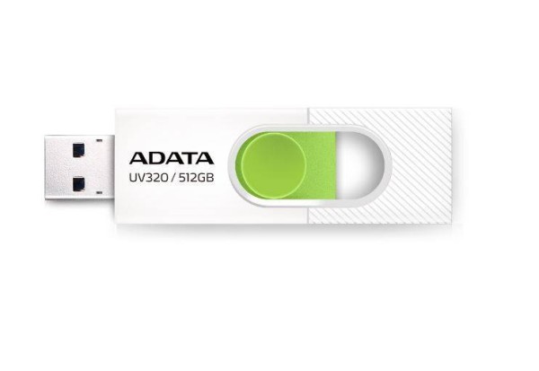 Флеш накопитель 512GB A-DATA UV320, USB 3.2, белый/зеленый