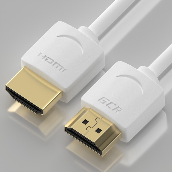 GCR Кабель SLIM 0.3m HDMI 2.0, белый, OD3.8mm, HDR 4:2:2, Ultra HD, 4K 60 fps 60Hz, 3D, AUDIO, 18.0 Гбит/с, 30/30 AWG, GCR-53210 Greenconnect HDMI (m) - HDMI (m) 0.3м
