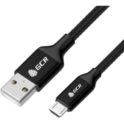 GCR QC Кабель 0.5m MicroUSB, быстрая зарядка, черный нейлон, AL корпус черный, черный ПВХ, 28/24 AWG, GCR-52463 Greenconnect GCR-52463