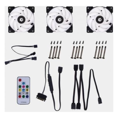 Вентилятор ID-Cooling DF-12025-ARGB-TRIO (3x120мм, 16.2-31.5dB, 900-2000rpm, ARGB подсветка, контроллер, пульт д/у) RTL