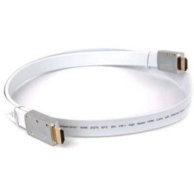 Кабель HDMI 19M/M ver 2.0, 1M, AOpen <ACG568F-S-1M> серебряно-белый Flat 
