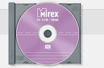 Диск DVD+RW Mirex 4.7 Gb, 4x, Slim Case (1), (1/50)