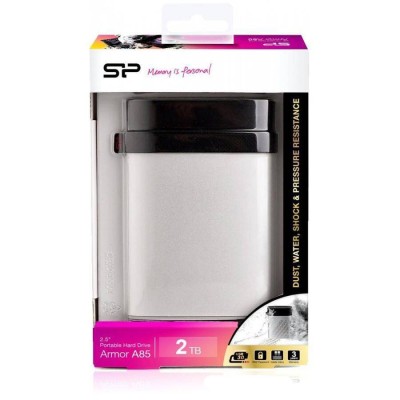 Внешний жесткий диск 2TB Silicon Power  Armor A85, 2.5", USB 3.2, противоударный, водонепроницаемый, Серебро