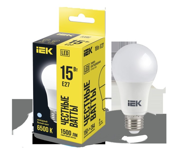 Лампа светодиодная IEK LLE-A60-15-230-65-E27