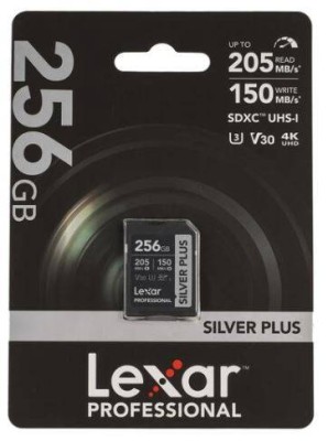 Флеш карта SD 256GB Lexar Professional SILVER PLUS SDXC UHS-I U3 V30 C10, 205/150 Mb/s