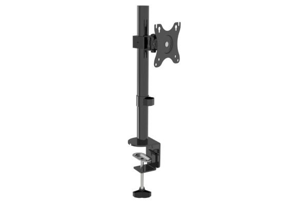 Настольное крепление Wize [WDM1-32S] для одного монитора 14"-32", VESA 75x75, 100x100, макс. нагрузка 10 кг, наклон -60°/+60°, поворот -90°/+90°, вращение 360°, 2 способа крепления: сквозное и струбцина, черн.