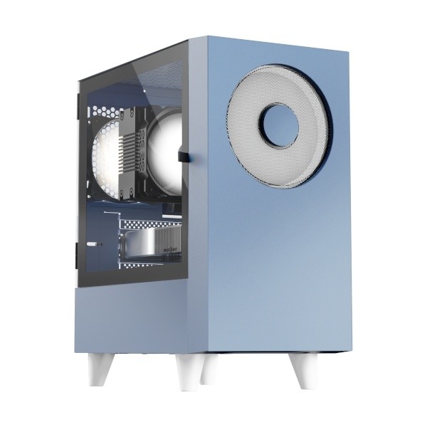 Корпус без блока питания WIZMAX M-ATX Mini Tower case EM1 Woofer Blue