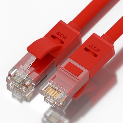 GCR Патч-корд прямой 25.0m UTP кат.5e, красный, позолоченные контакты, 24 AWG, литой, GCR-50838, ethernet high speed 1 Гбит/с, RJ45, T568B Greenconnect RJ45(m) - RJ45(m) Cat.5e UTP 25м красный