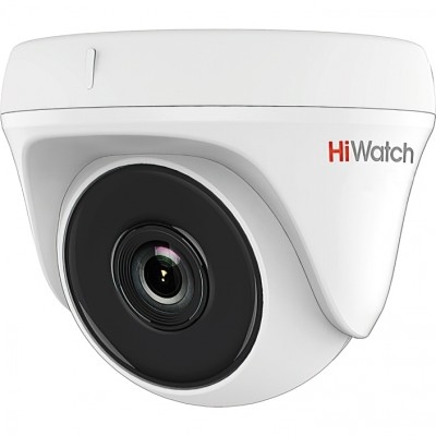 1Мп внутренняя купольная HD-TVI камера с EXIR-подсветкой до 20м, 1/4" CMOS матрица; объектив 2.8мм; угол обзора 92°; механический ИК-фильтр Камера видеонаблюдения HD-TVI внутренняя HIWATCH DS-T133 (2.8 mm)
