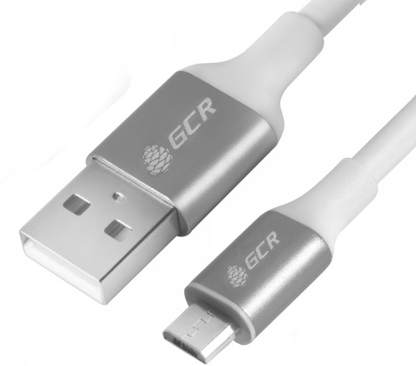 Greenconnect Кабель 1.0m USB 2.0, AM/microB 5pin, белый, алюминиевый корпус серебро, белый ПВХ, 28/28 AWG, GCR-51711 Greenconnect USB 2.0 Type-AM - USB Micro-B 1м