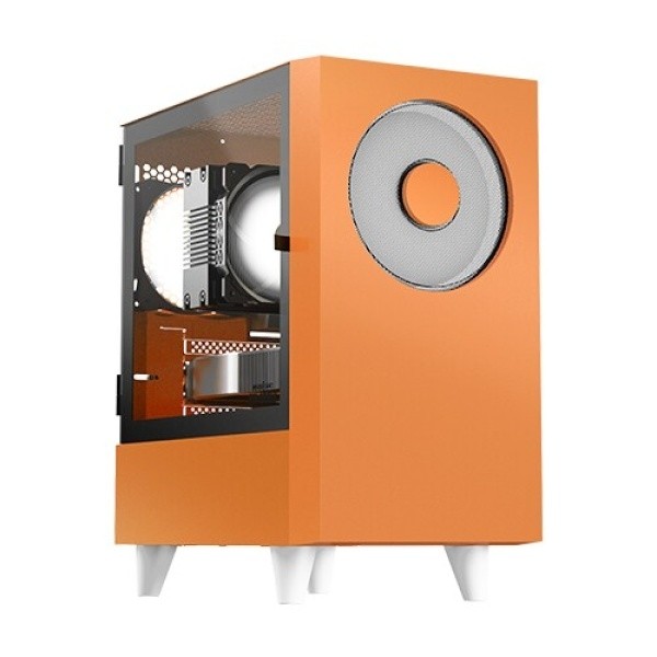 Корпус без блока питания WIZMAX M-ATX Mini Tower case EM1 Woofer Orange