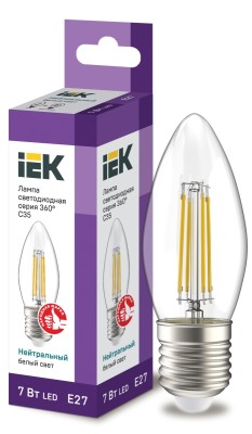 Лампа светодиодная IEK LLF-C35-7-230-40-E27-CL