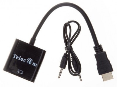 Кабель-переходник HDMI(M) -> VGA(F)+аудио 1080p@60Hz 0.2m  Telecom [TA559] Telecom 0.2м HDMI(M) to VGA(F)+аудио 1080p@60Hz