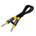 GCR Кабель 0.5m аудио jack 3.5mm/jack 3.5mm черный нейлон, GOLD, AL case черный, желтая окантовка, M/M, GCR-54245 Greenconnect GCR-54245
