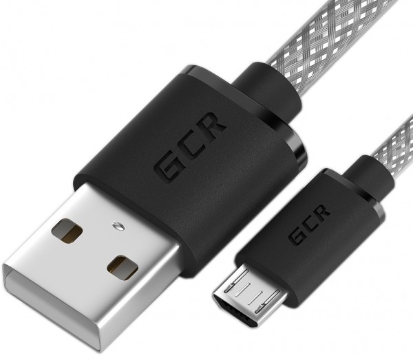 GCR Кабель 0.5m USB 2.0, AM/microB 5pin, прозрачный, черные коннекторы, 28/28 AWG, GCR-51930 Greenconnect USB 2.0 Type-AM - USB Micro-B 0.5м