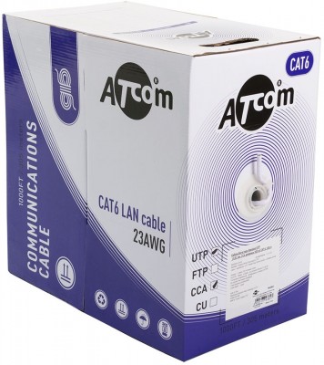 Витая пара UTP cat 6 (CU, 0.5 mm, 305 m) медь ATcom AT4377