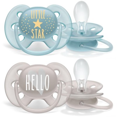 Пустышка ultra soft, Little star/Hello, 6-18 мес., 2 шт, для мальчиков Philips Avent ultra soft SCF223/01