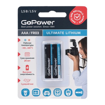 Элемент питания Батарейка GoPower FR03 AAA (00-00026732)