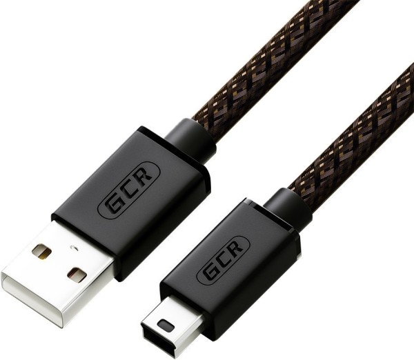 GCR Кабель PROF 2.5m USB 2.0, AM/mini 5P, черно-прозрачный, 24/22 AWG, экран, армированный, морозостойкий, GCR-51880 Greenconnect GCR-51880