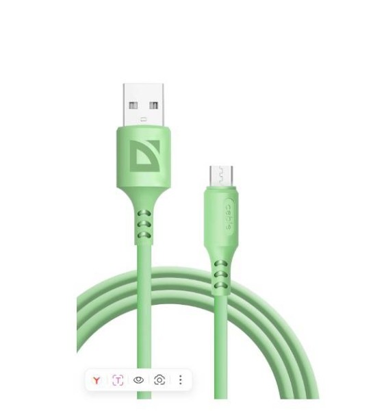 Defender Кабель F207 Micro, USB 2.0 (AM) - microUSB 2.0 (BM), 1метр, 2.4А, силиконовая оплетка, зелёный.