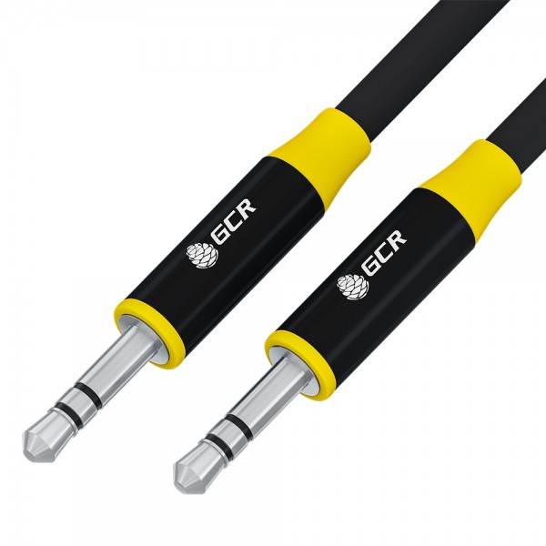 GCR Кабель 1.0m аудио jack 3.5mm/jack 3.5mm черный, AL case черный, желтая окантовка, M/M, GCR-53494 Greenconnect  jack 3.5mm -  jack 3.5mm 1м чёрный