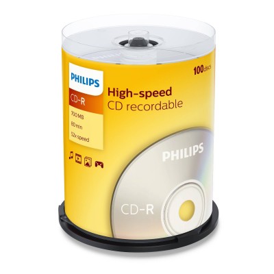 Диск CD-R Philips 700 Mb, 52х, Cake Box (100)