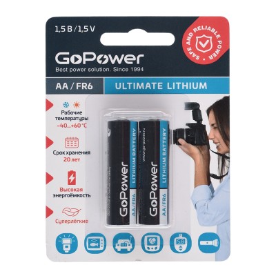 Элемент питания Батарейка GoPower FR6 AA (00-00026733)