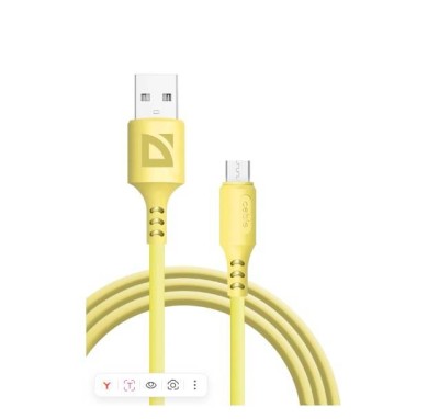Defender Кабель F207 Micro, USB 2.0 (AM) - microUSB 2.0 (BM), 1метр, 2.4А, силиконовая оплетка, жёлтый.