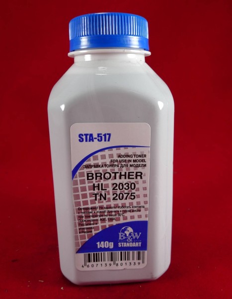 Тонер Brother TN 2075/2085/2135/2175/2275 HL 2030/2035/2040/2075/2140/2150/2170/2240 (фл. 140г) B&W Standart фас.Россия