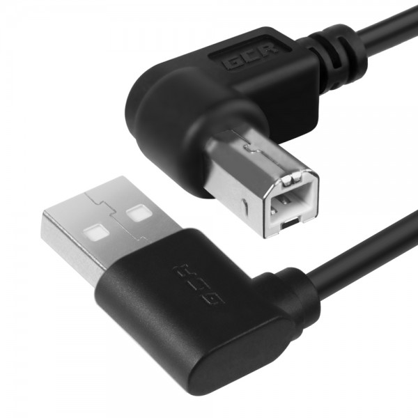 Greenconnect Кабель 1.5m USB 2.0, AM угловой/BM угловой, черный, 28/28 AWG, экран, армированный, морозостойкий, GCR-51172 Greenconnect USB 2.0  AM - USB 2.0 BM  1.5м