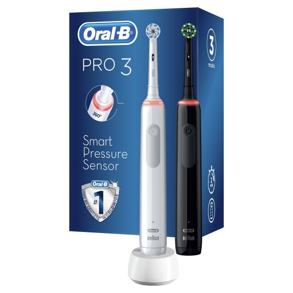 Oral-B Набор электрических зубных щеток Pro 3 (3900) Duo/D505.523.3H Черная+Белая 3 режима тип 3772