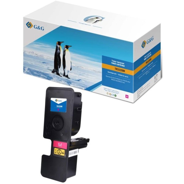 Тонер-картридж G&G, аналог Kyocera TK-5220M пурпурный 1,2k с чипом